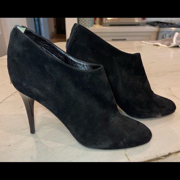 Jimmy Choo black suede round toe high heeled booties - Picture 4 of 5
